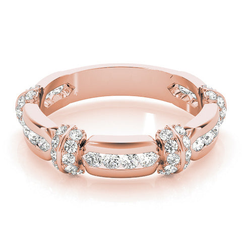 Rose gold Pavé Round Diamond Link Band with Bezel Setting 1