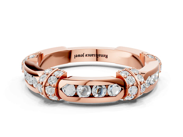 Rose gold Pavé Round Diamond Link Band with Bezel Setting