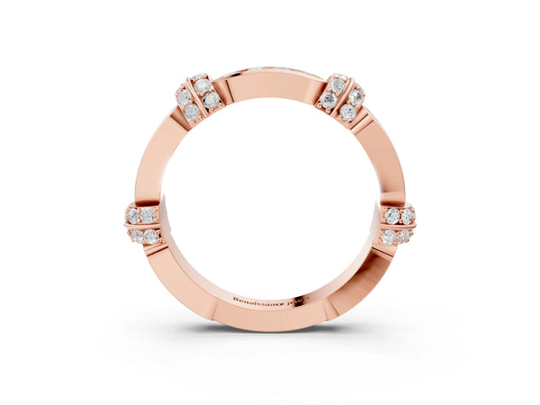 Rose gold Pavé Round Diamond Link Band with Bezel Setting