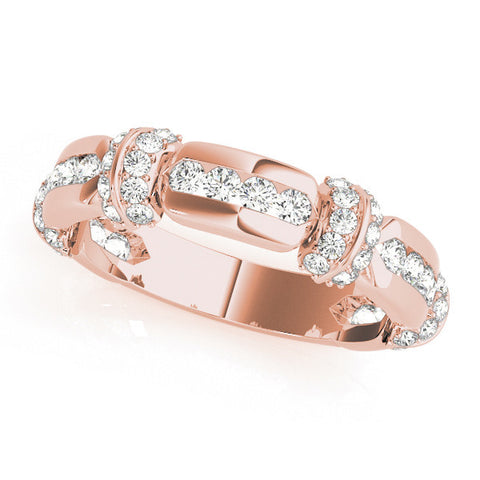 Rose gold Pavé Round Diamond Link Band with Bezel Setting
