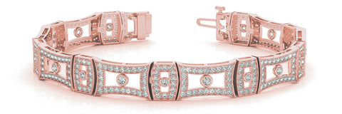 Rose gold Pavé Round Diamond Link Bracelet with Bezel Setting