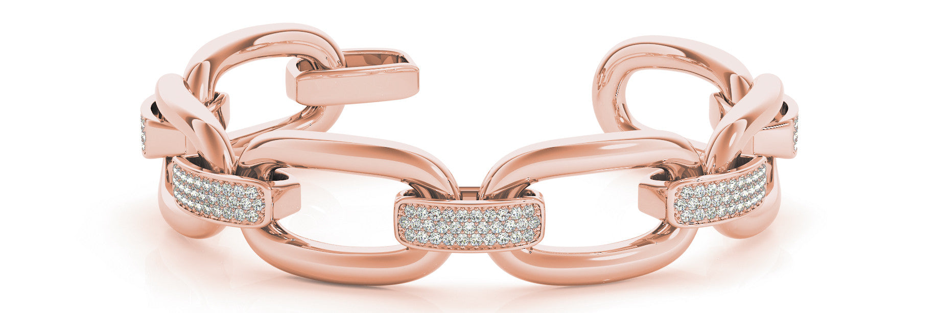 Rose gold Pavé Round Diamond Link Bracelet with Channel Setting