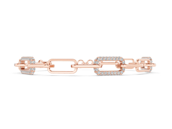Rose gold Pavé Round Diamond Link Bracelet with Four-Prong Setting
