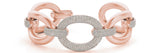 Rose gold Pavé Round Diamond Link Bracelet with Smooth Gold Band