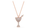 Rose gold Pavé Round Diamond Martini Glass Pendant with Bezel Prong Setting_12