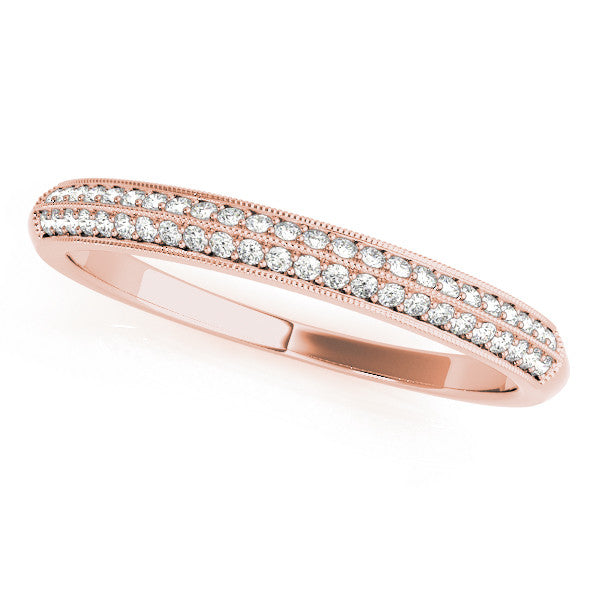 Rose gold Pavé Round Diamond Milgrain Eternity Band