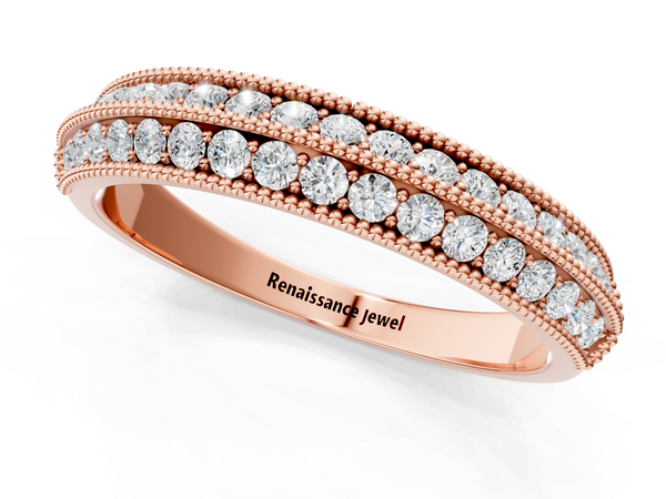 Rose gold Pavé Round Diamond Milgrain Eternity Band
