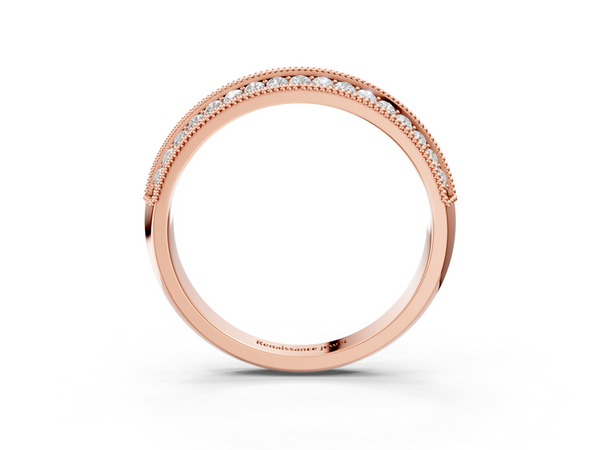 Rose gold Pavé Round Diamond Milgrain Eternity Band