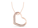 Rose gold Pavé Round Diamond Open Heart Pendant_32