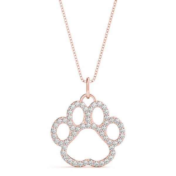 Rose gold Pavé Round Diamond Paw Pendant