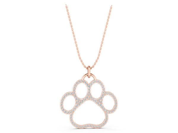 Rose gold Pavé Round Diamond Paw Pendant