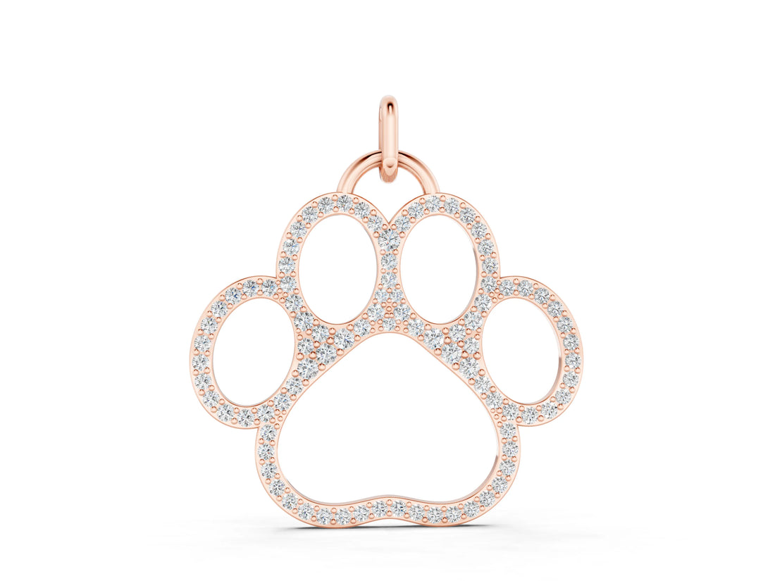 Rose gold Pavé Round Diamond Paw Pendant_9