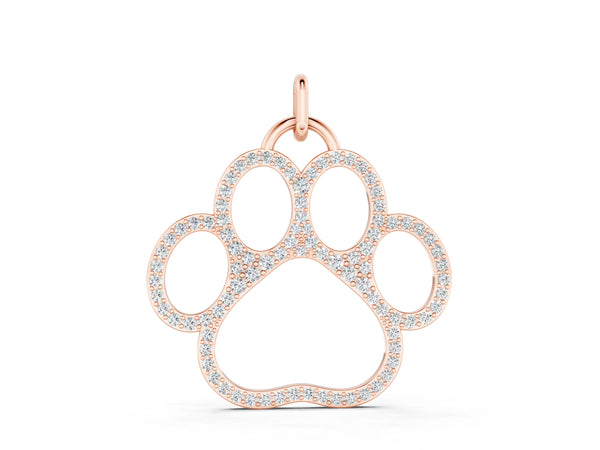 Rose gold Pavé Round Diamond Paw Pendant