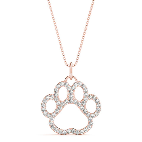 Rose gold Pavé Round Diamond Paw Pendant