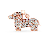Rose gold Pavé Round Diamond Prong-Set Dachshund Pendant_12