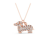 Rose gold Pavé Round Diamond Prong-Set Dachshund Pendant_13