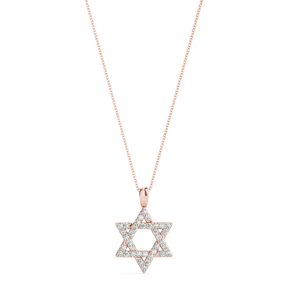 Rose gold Pavé Round Diamond Star Pendant with Four-Prong Setting