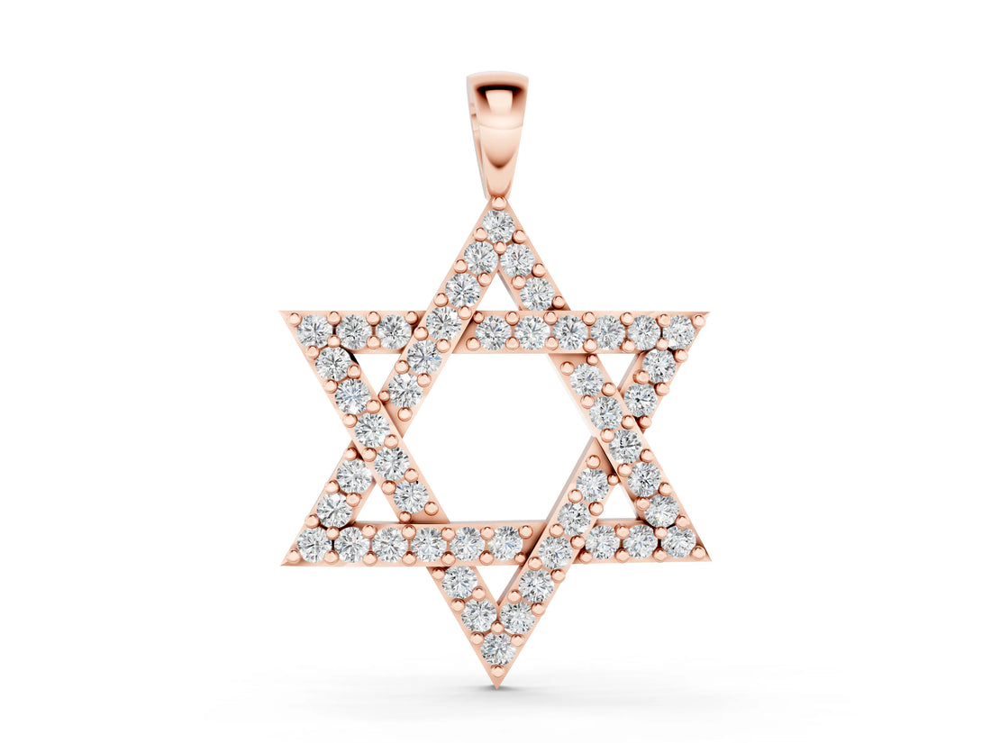Rose gold Pavé Round Diamond Star Pendant with Four-Prong Setting_4