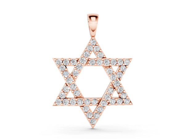 Rose gold Pavé Round Diamond Star Pendant with Four-Prong Setting