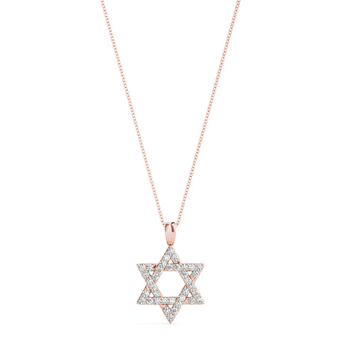 Rose gold Pavé Round Diamond Star Pendant with Four-Prong Setting