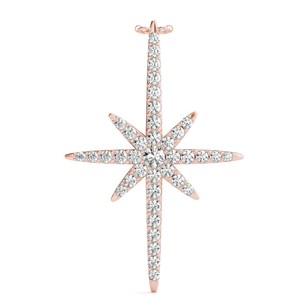 Rose gold Pavé Round Diamond Starburst Pendant with Prong Setting 1