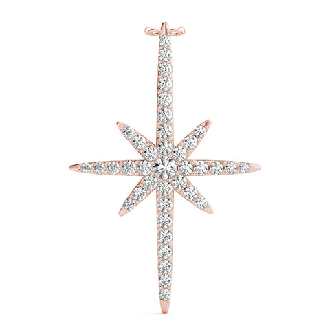 Rose gold Pavé Round Diamond Starburst Pendant with Prong Setting 1