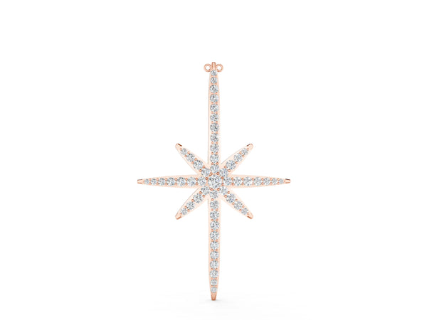 Rose gold Pavé Round Diamond Starburst Pendant with Prong Setting