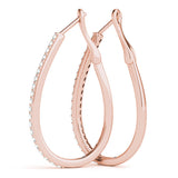 Rose gold Pavé Round Diamond Teardrop Hoop Earrings with Hidden Hinged Setting 1