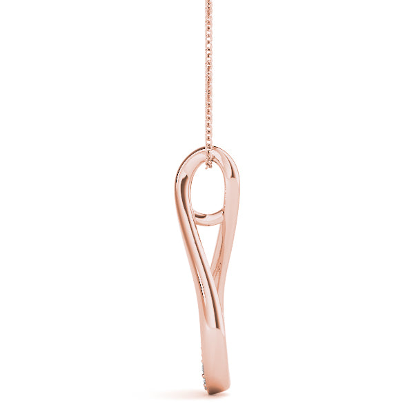 Rose gold Pavé Round Diamond Teardrop Pendant