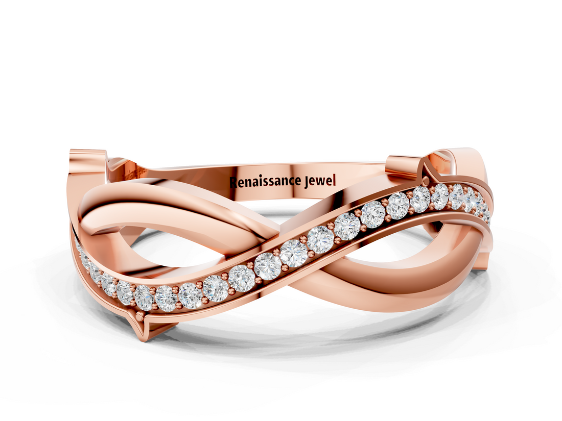 Rose gold Pavé Round Diamond Twist Band with Channel Setting_21