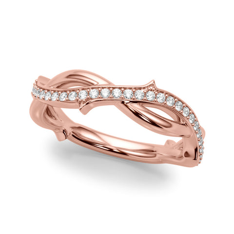 Rose gold Pavé Round Diamond Twist Band with Channel Setting