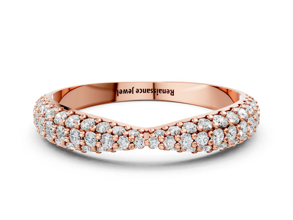 Rose gold Pavé Round Diamond Twist Band with Micro Prong Setting