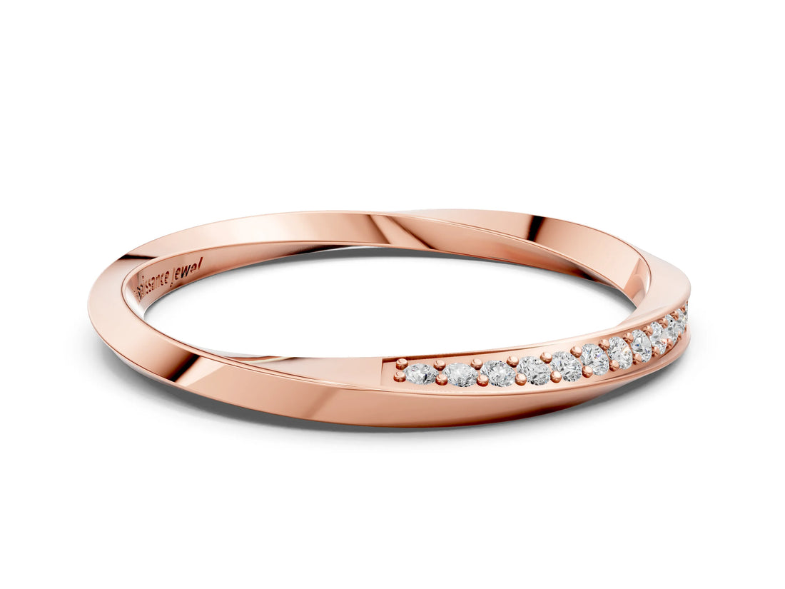 Rose gold Pavé Round Diamond Twist Band_12
