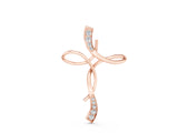 Rose gold Pavé Round Diamond Twist Cross Pendant_33