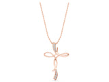 Rose gold Pavé Round Diamond Twist Cross Pendant_34
