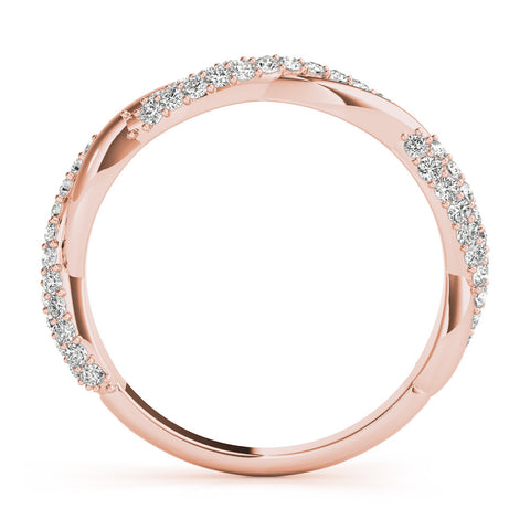 Rose gold Pavé Round Diamond Twist Eternity Band with Prong Setting 1