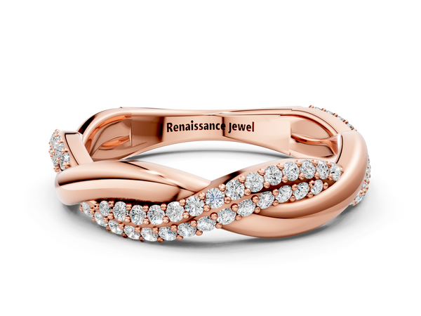 Rose gold Pavé Round Diamond Twist Eternity Band with Prong Setting