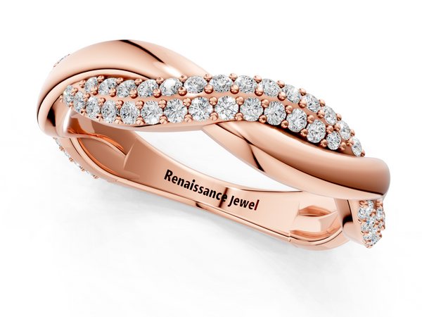 Rose gold Pavé Round Diamond Twist Eternity Band with Prong Setting