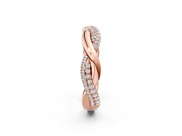 Rose gold Pavé Round Diamond Twist Eternity Band with Prong Setting