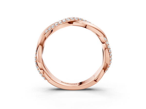 Rose gold Pavé Round Diamond Twist Eternity Band with Prong Setting
