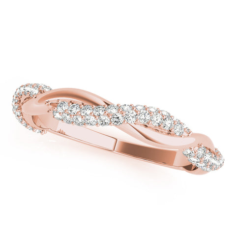 Rose gold Pavé Round Diamond Twist Eternity Band with Prong Setting