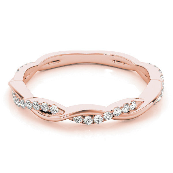 Rose gold Pavé Round Diamond Twist Eternity Band with Shared Prong Setting 1