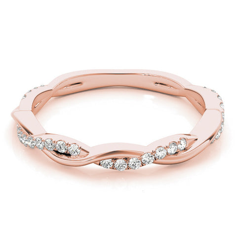 Rose gold Pavé Round Diamond Twist Eternity Band with Shared Prong Setting 1