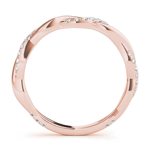 Rose gold Pavé Round Diamond Twist Eternity Band with Shared Prong Setting 2