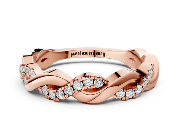 Rose gold Pavé Round Diamond Twist Eternity Band with Shared Prong Setting