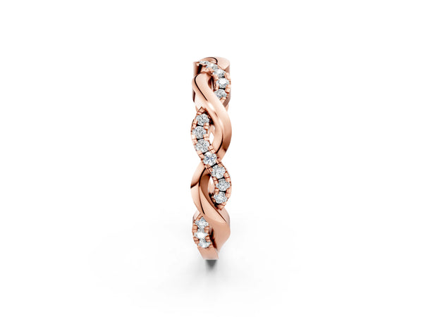 Rose gold Pavé Round Diamond Twist Eternity Band with Shared Prong Setting