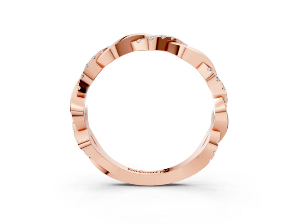 Rose gold Pavé Round Diamond Twist Eternity Band with Shared Prong Setting