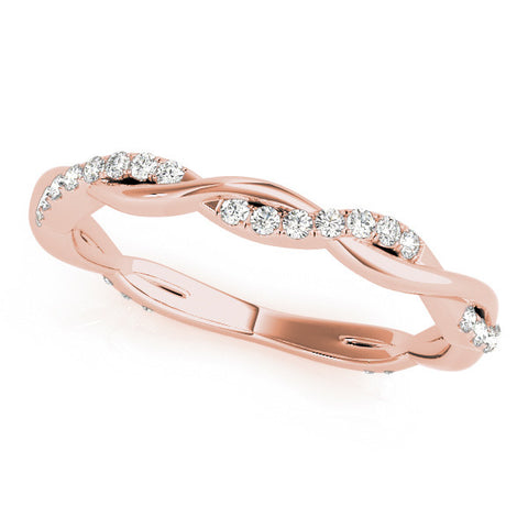 Rose gold Pavé Round Diamond Twist Eternity Band with Shared Prong Setting