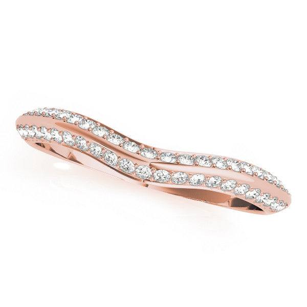 Rose gold Pavé Round Diamond Wave Band with Shared Prong Setting