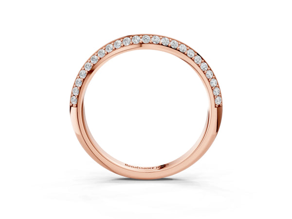 Rose gold Pavé Round Diamond Wave Band with Shared Prong Setting